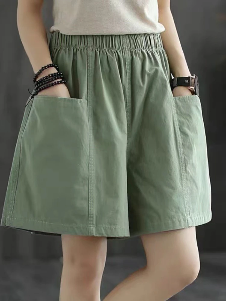 

Summer New Wide-leg Shorts Women's Large Size Casual Loose Student Straight-tube Tooling Five-point Pants Women Are Thin