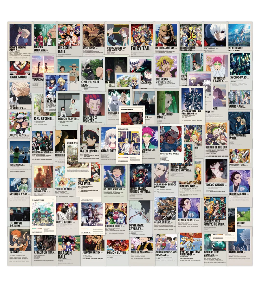 

100pcs New Japanese Posters Anime Graffiti Stickers Waterproof For Notebook Scooter Suitcase Decor Stationery Supplies Aesthetic