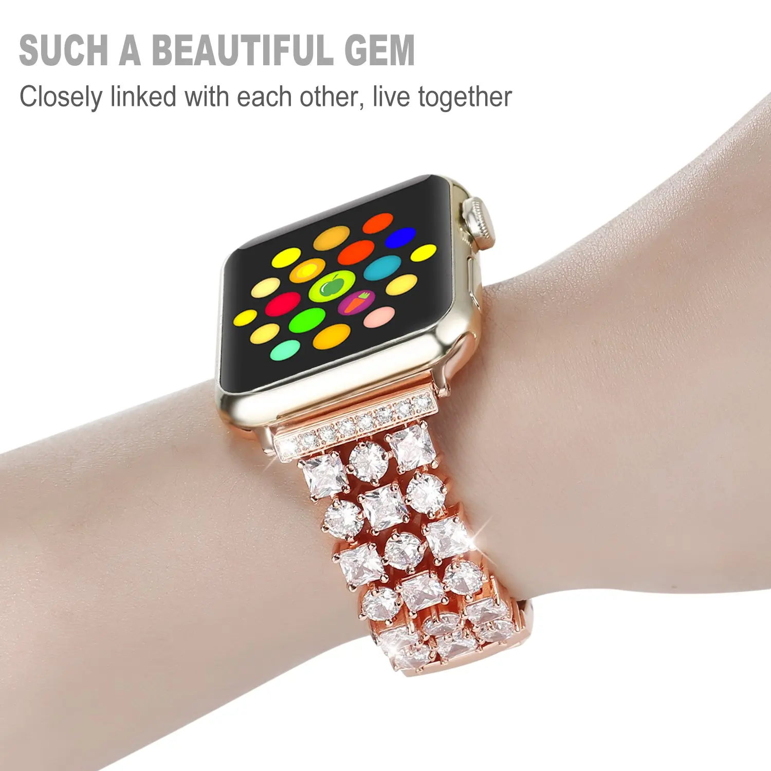 Women Diamond Strap for Apple Watch SE 7 6 5 41mm 45mm 40/44mm Luxury Replacement Bracelet for iWatch Band 38mm 42mm Series 3 2