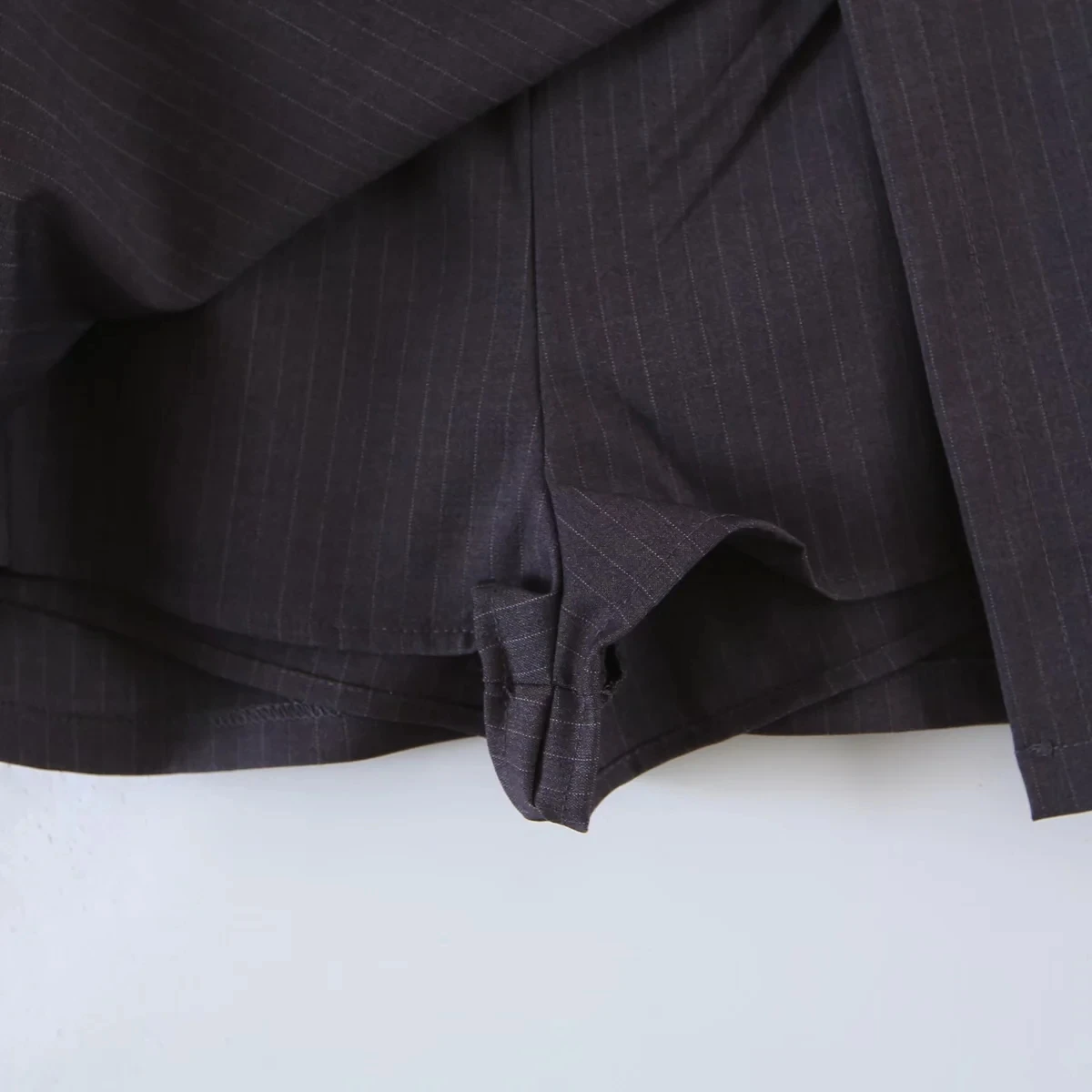 Maxdutti Blogger Vintage Grey Striped High Wasit A-linen Culottes Women Casual Shorts Women England Style Ins Fashion Short