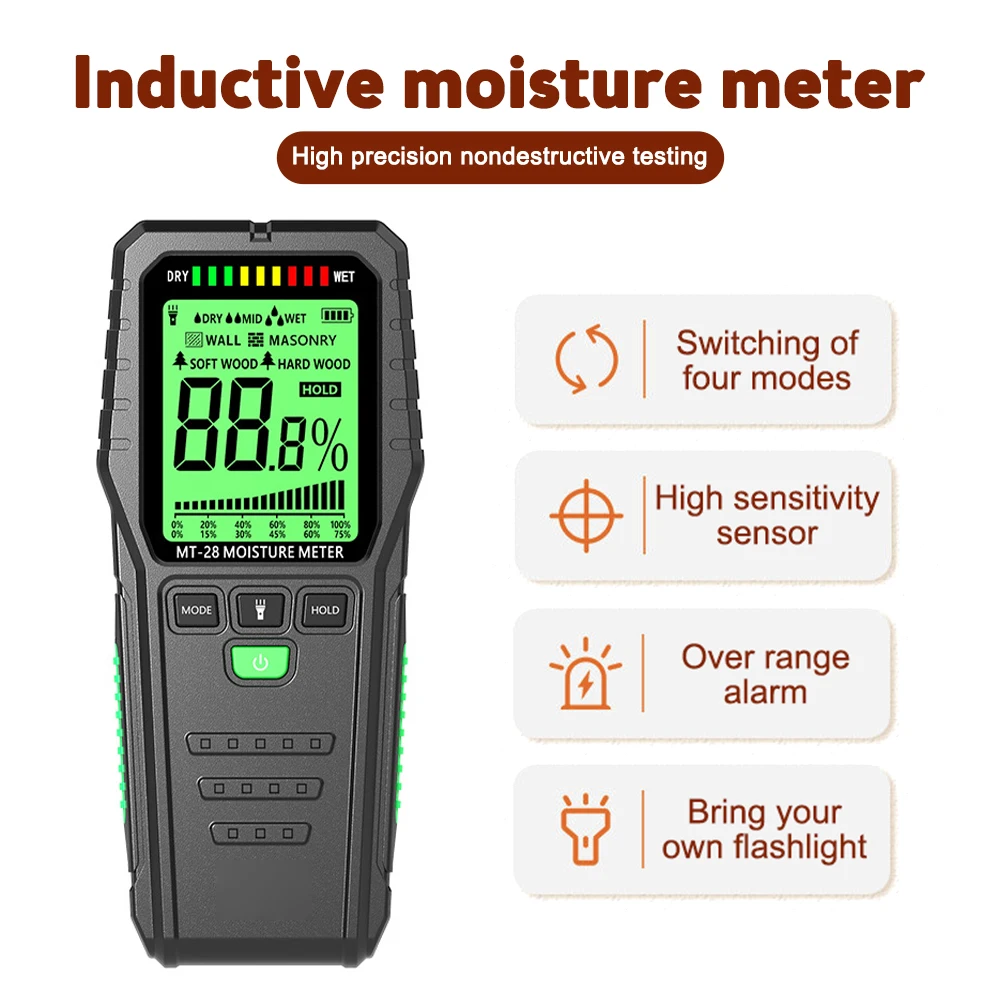 

Full Angle Non-contact Wood Moisture Meter Environmental Temperature Humidity Detection 2.7 Inches LCD Display Moisture Detector
