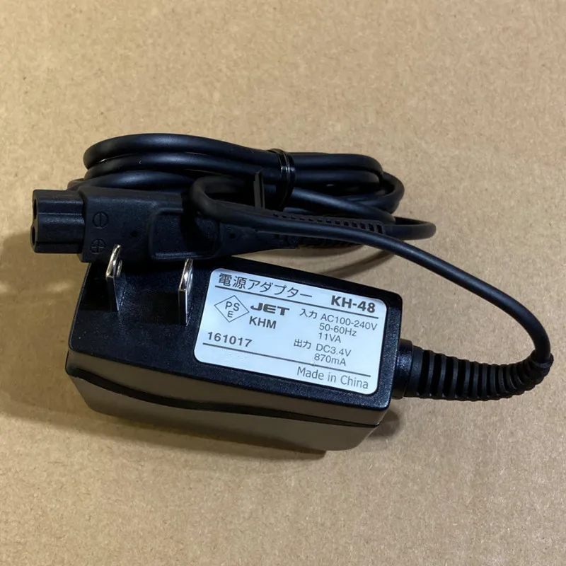 Фото Новый оригинальный адаптер переменного тока DC 3.4V 870mA для бритвы-триммера Hitachi KH-48, зарядное устройство с кабелем питания, совместимое с KH-76 №1