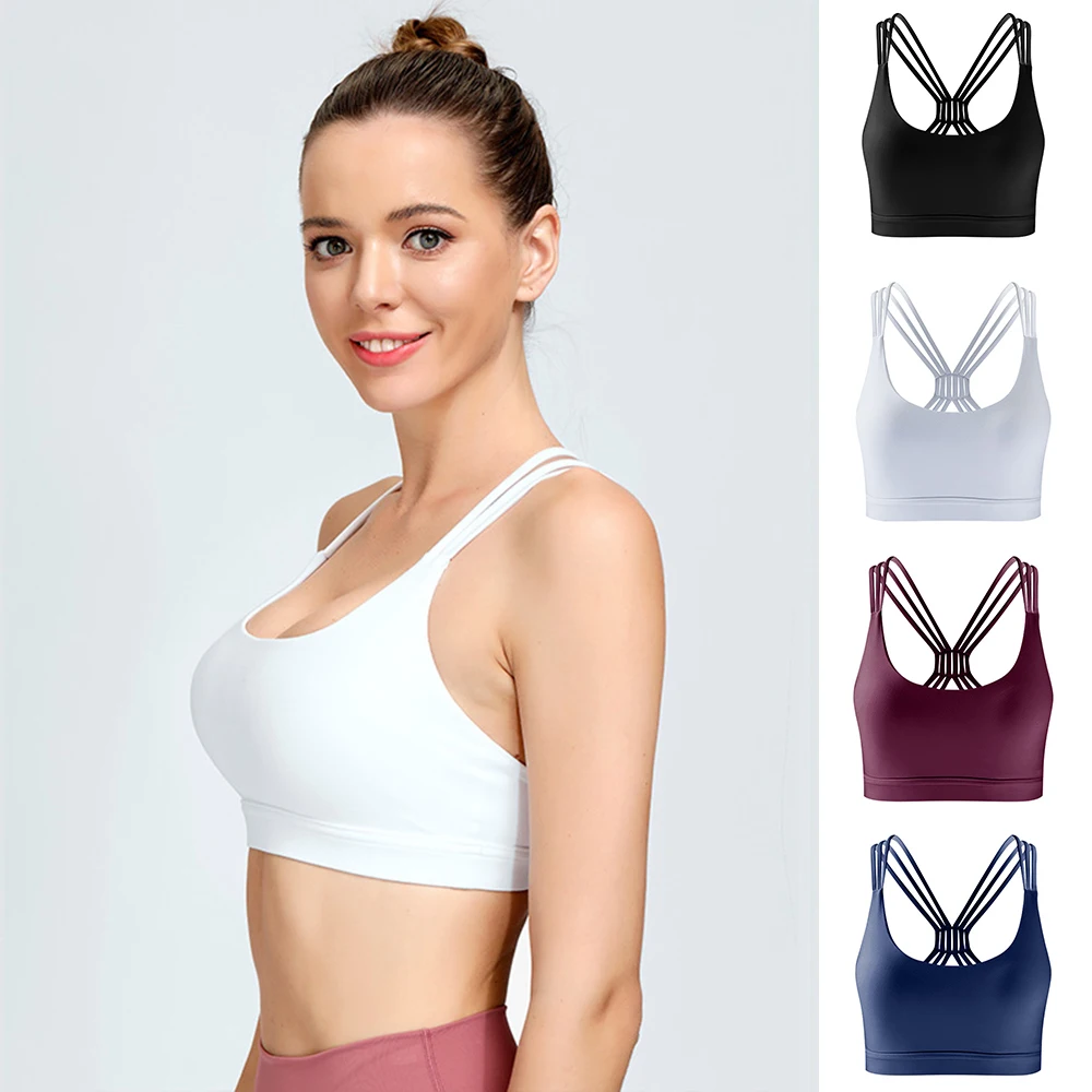 

Women Yoga Sports Bra Crossover with Chest Pad Stretch Breathable Fitness Top Soft and Quick Drying Yoga Top MC889