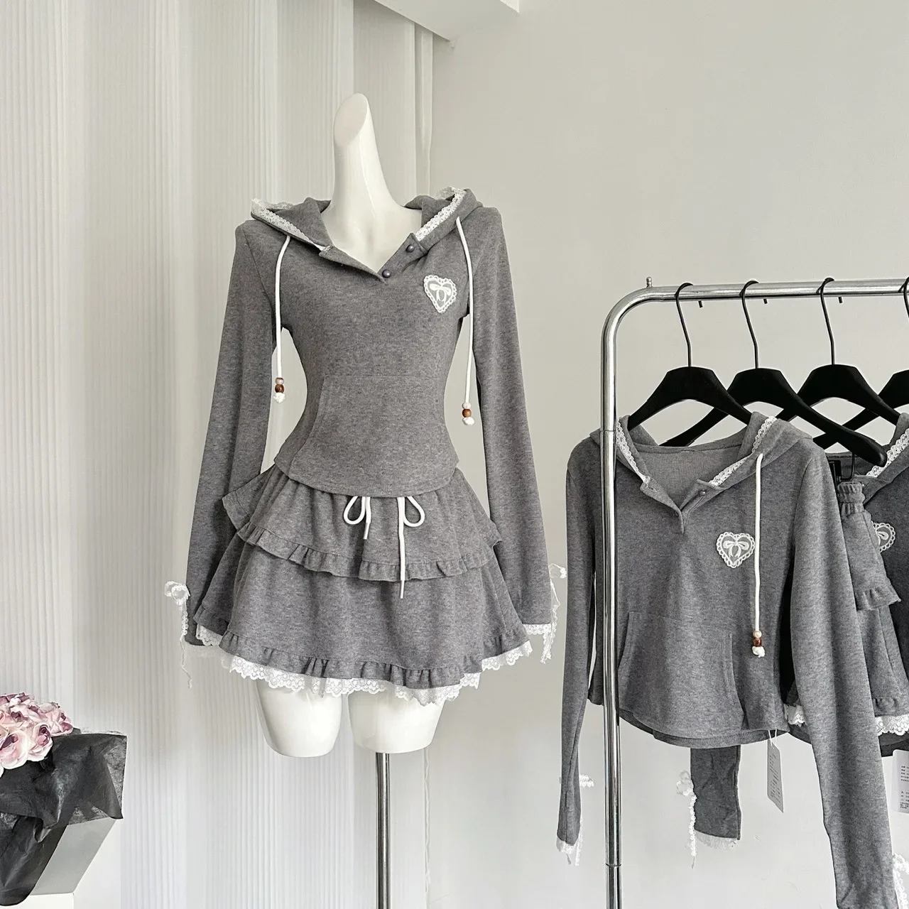 Женский комплект полуплатья Grace Slimming Aesthetics Pure Desire облегающий топ с капюшоном и