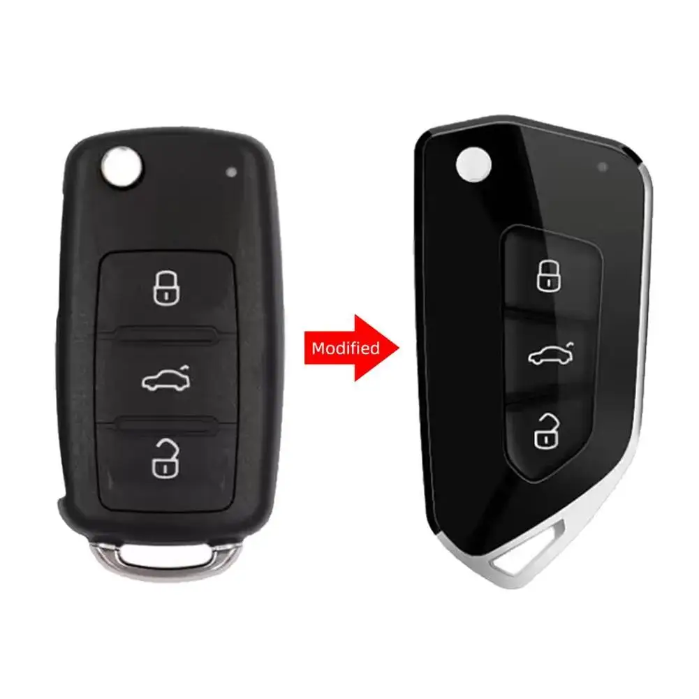

3 Buttons Modified Filp Folding Remote Key Fob Shell Case For VW Caddy Golf Jetta Beetle Up Tiguan Touran