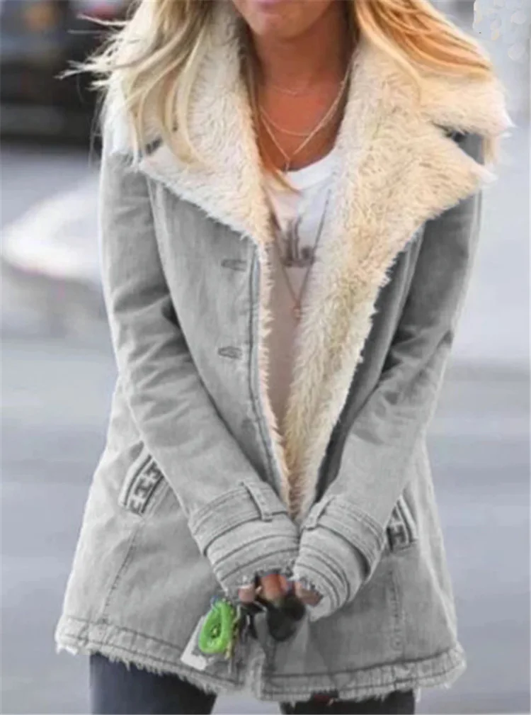Plus Velvet Thick Warm Cotton Jacket Women 2022 Autumn Winter New Fashion Turn-down Collar Coat
