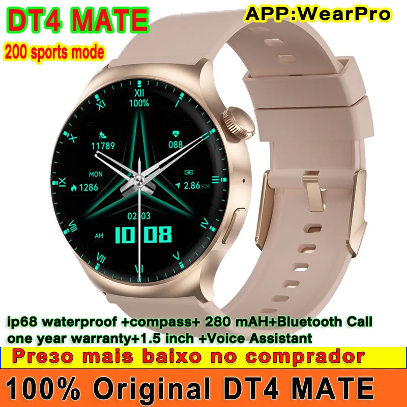 

Original DT4 MATE Smart Watch Compass NFC Bluetooth Call 1.5 inch 454*454 IP68 Waterproof 200 Sport Modes Heart Rate Smartwatch