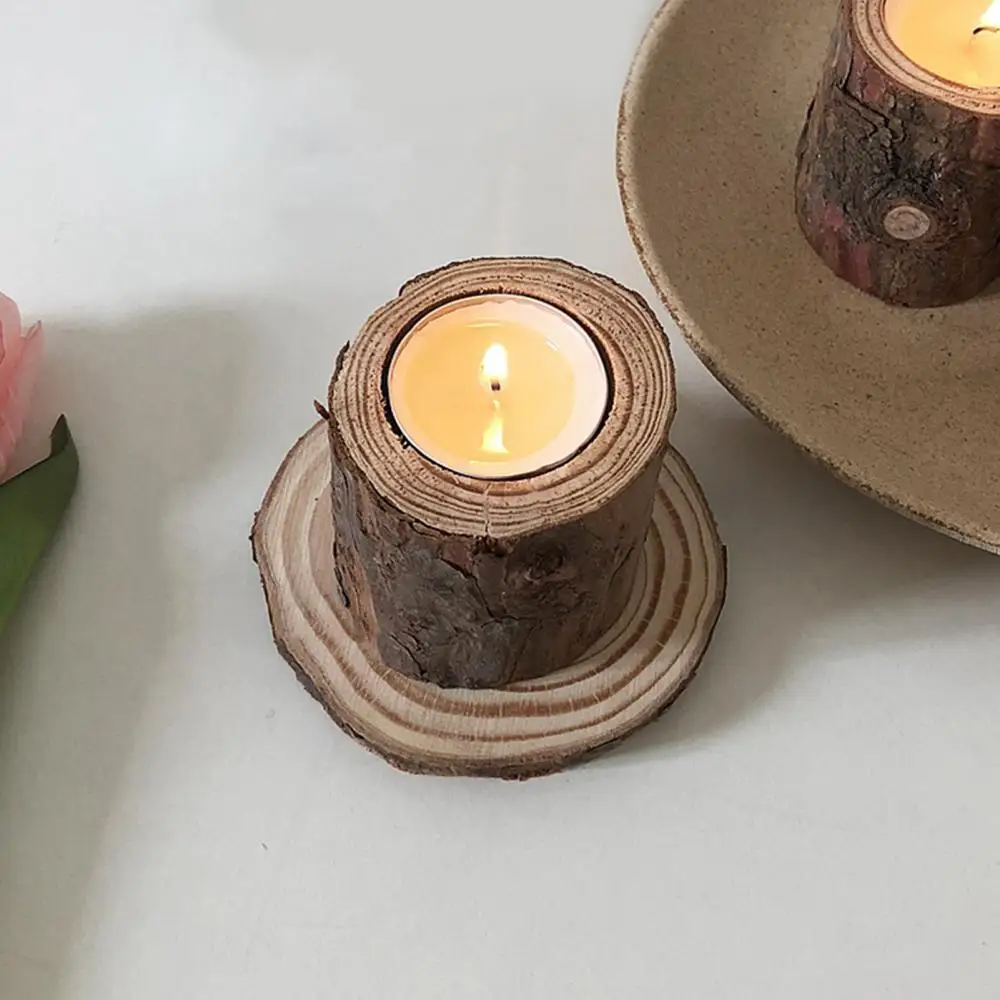 

Hot Sales！Wooden Candle Holder Planter Rustic Home Coffee Shop Desktop Home Decoration