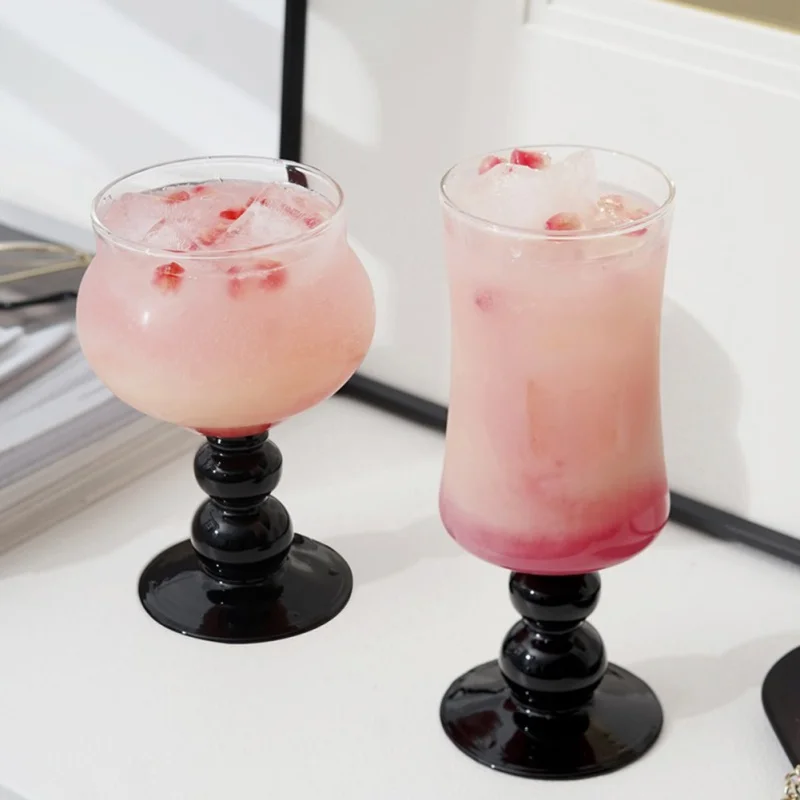 Винтажные черно-белые бокалы, бокалы, бокалы для коктейлей, виски, бокалы для вина, красного вина, бокалы для сока, бокалы для холодных напитков