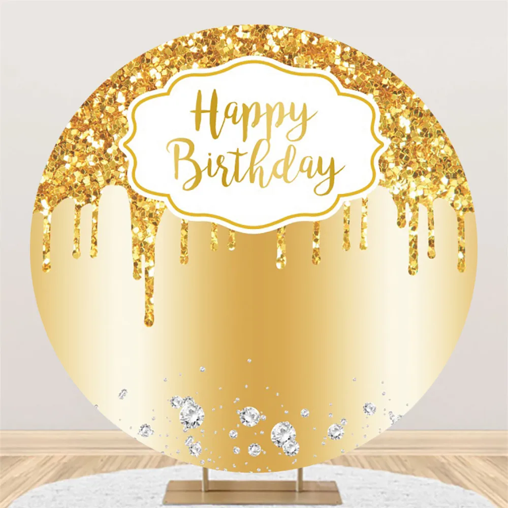 

Sparkling Golden Pink Circle 3D Backgrounds Baby Shower Photography Birthday Party Photozone Photo Round Backdrop Banner Booth