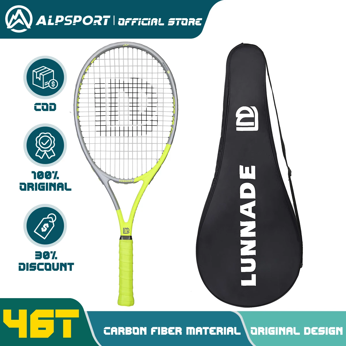 

ALP 12K Full Carbon Fiber Max 51lbs 290g High quality beach tennis Professional Tennis Racket not worse than Wilson and kawasaki