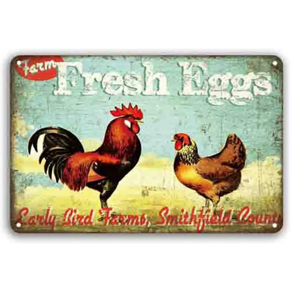 

Chic Tin Sign, Chicken Coop Country Wall Art Decor, Retro Vintage Kitchen Bedroom Bar Cafe Living Room Wall Decor Sign, 8*12in
