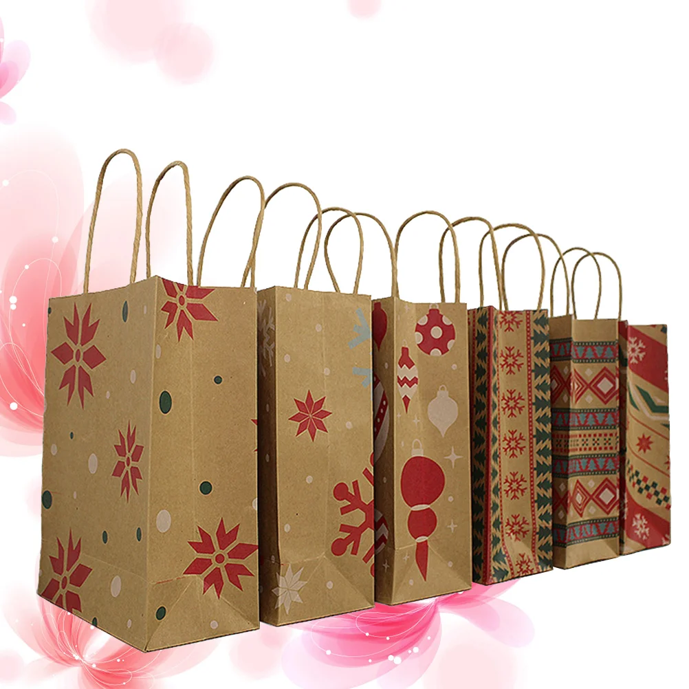 

24pcs Kraft Gift Bags Assortment Cookie Treat Bags Christmas Treats Bags Christmas Party Supplies Wrapping Bags for Christmas
