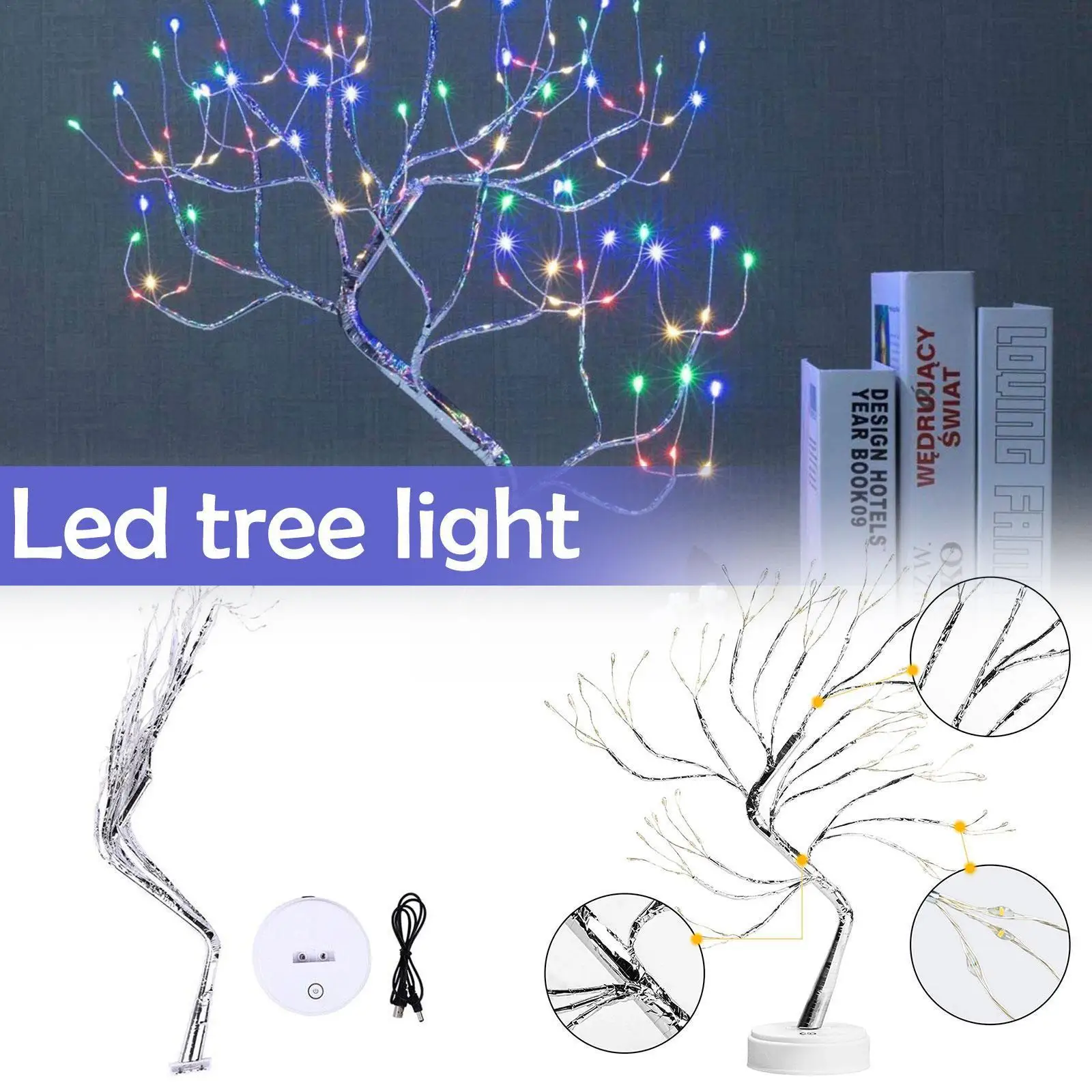 

Mini Christmas Tree LED Night Light Fairy Copper Wire Decoration Tabletop lighting Garland Bedroom Night Lamp Holiday Light Z6T2