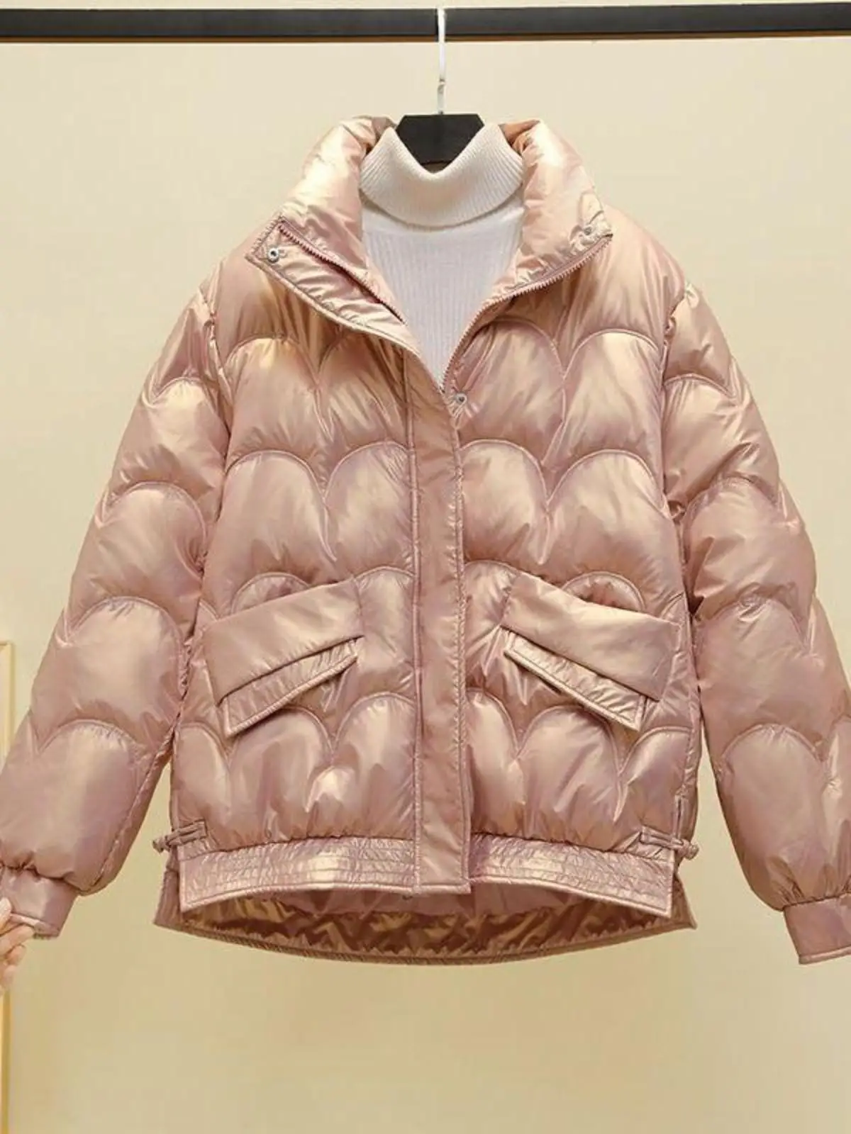 Off Season Disposable Bright Surface down Jacket Cotton-padded Clothes Women Short 2024 Winter New Korean Sle Loose Cotton-...