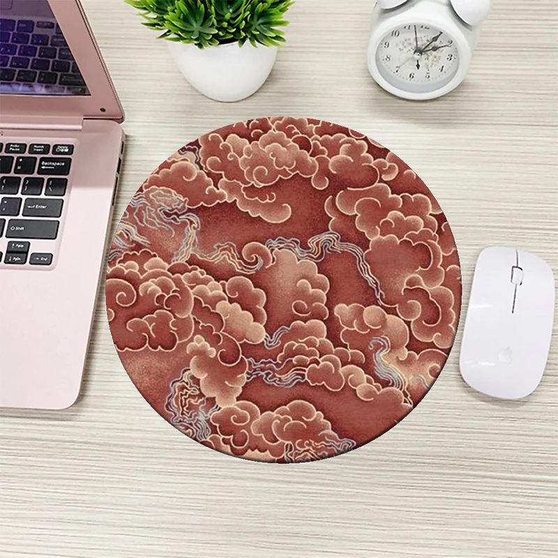 

Chinese Culture Textured Round Small Mouse Pad Rubber Non slip Mouse mat Game Accessories Laptop Cute Mouse Pads Desktop Pad