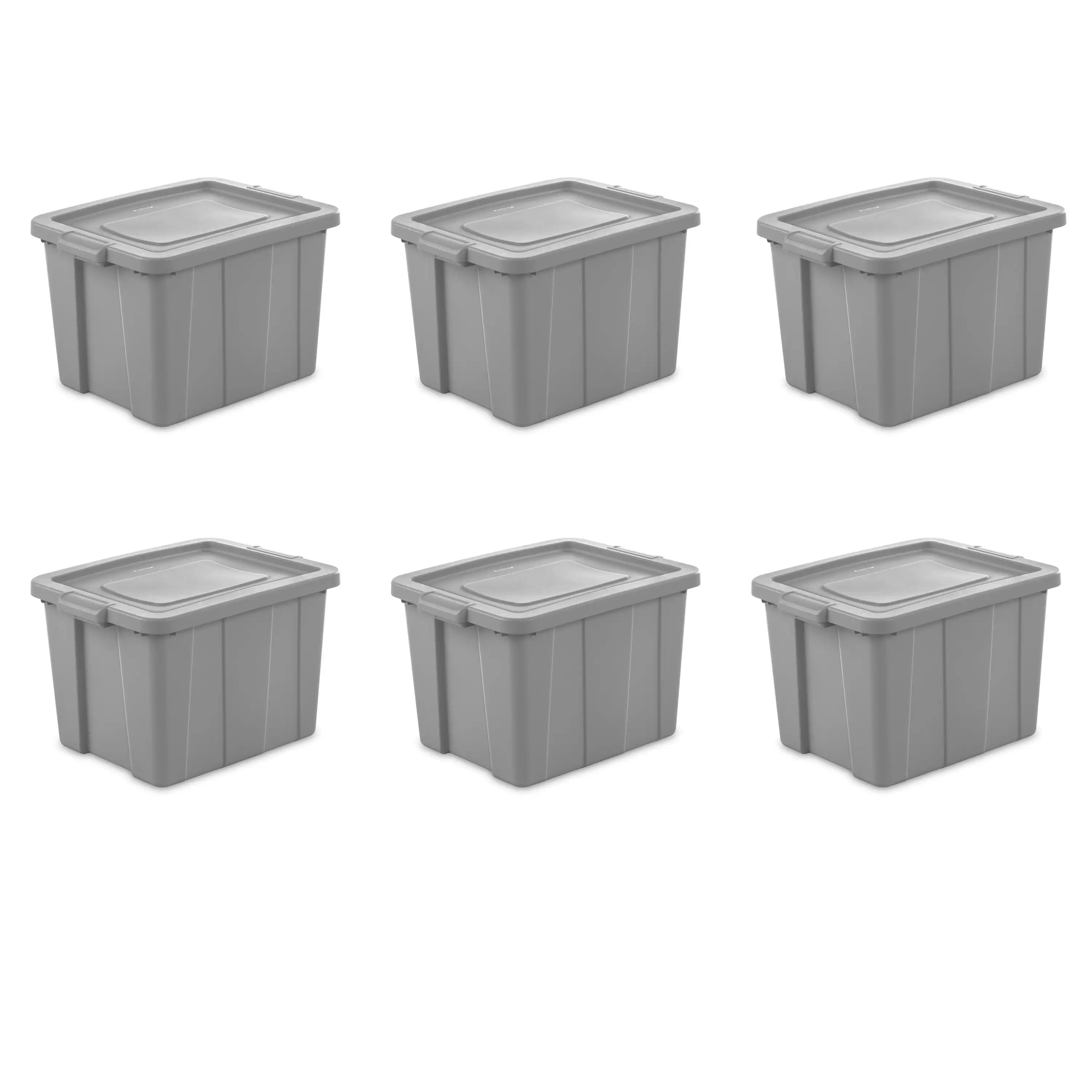 

Sterilite 18 Gallon Tuff1 Tote Plastic, Cement, Set of 6