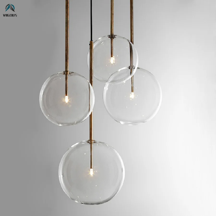 

Clear Glass Globe G4 Dimmable Led Pendant Lights Dining Room Lustre Luminaria Led Hanging Lamp Indoor Lighting Lamparas Fixtures
