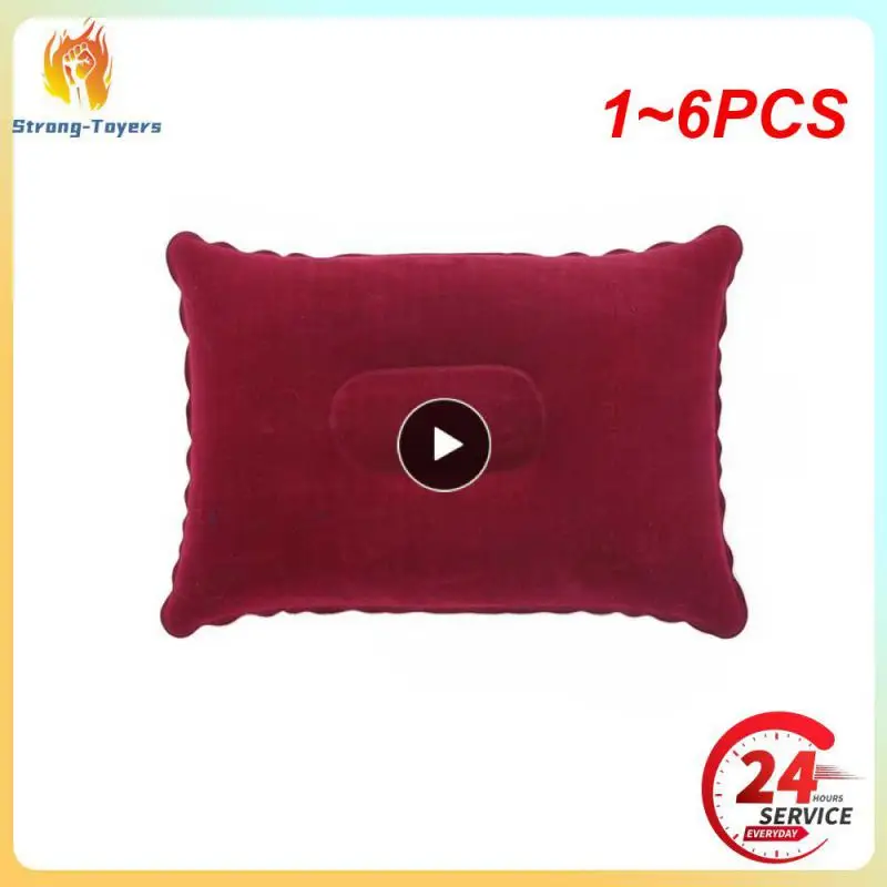 

1~6PCS Outdoor Inflatable Nap Pillow Inflatable Back Cushion PVC Flocking Throw Pillow Travel Pillow Camping Pillow