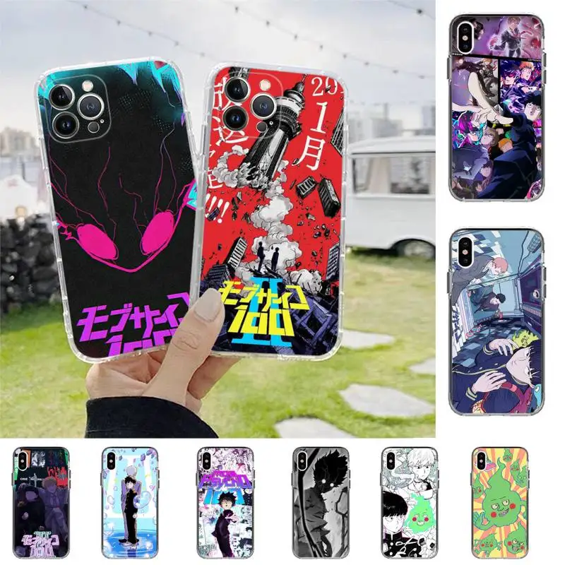 

Mob Psycho 100 Anime Phone Case For iPhone 13 14 Pro Max XS XR 12 11 Pro 13 Mini 6 7 8 Plus Clear Back Cover Capa