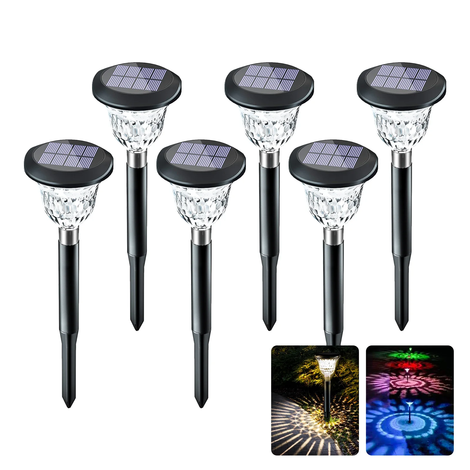 

2/6pcs Ground Stake Solar Powered Lawn Landscape Projection Shine Garden Light Yard Solar Landscape Lights Sidewalk Decoration