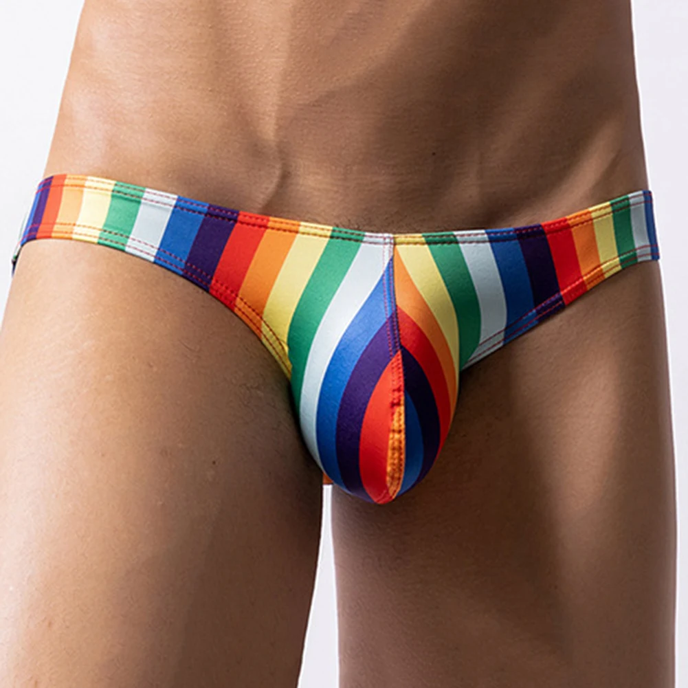 

Mens Underwear Sexy Breathable Panties Printed Underpants Low Waist Briefs U Convex Pouch Lingerie Wicking G-string Thong