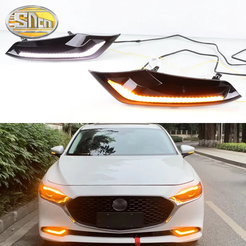 

LED Daytime Running Light For Mazda 3 2019-2010 Car 12V Fog Lamp Decoration 2-in-1 Functions LED DRL + Turn Signal