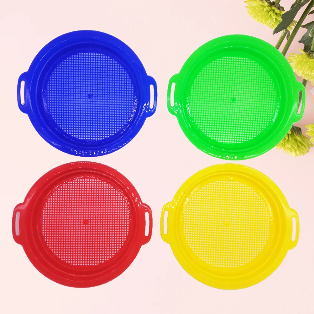 

Сито для песка, сито для песка: 4 шт., детская пляжная сито из мелкой сетки, детский сито для заднего двора