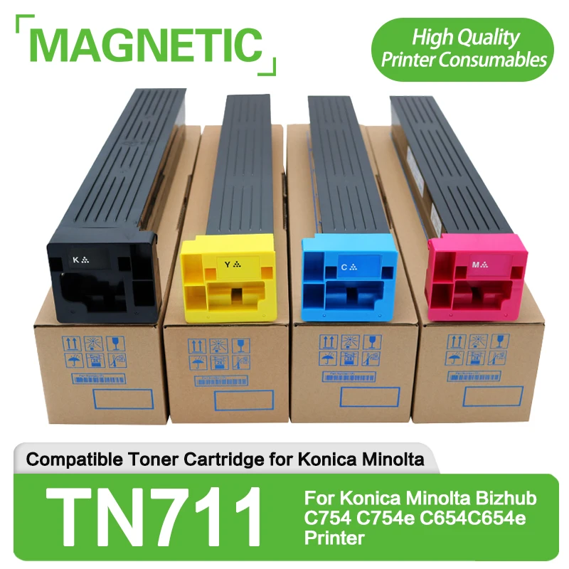 

NEW 700g BK 500g Cyan Magenta Yellow Toner Cartridge TN711 Compatible For Konica Minolta Bizhub C754 C754e C654C654e Printer