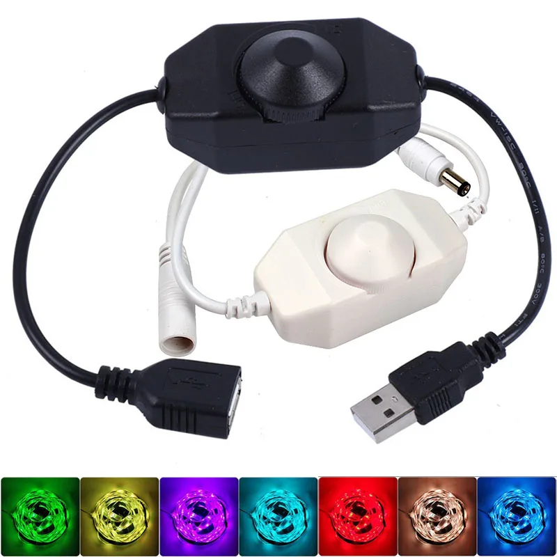 

USB LED Knob Dimmer With On/Off DC 12V Ribbon Brightness Adjust Switch Controller Connector for Lamp Fan