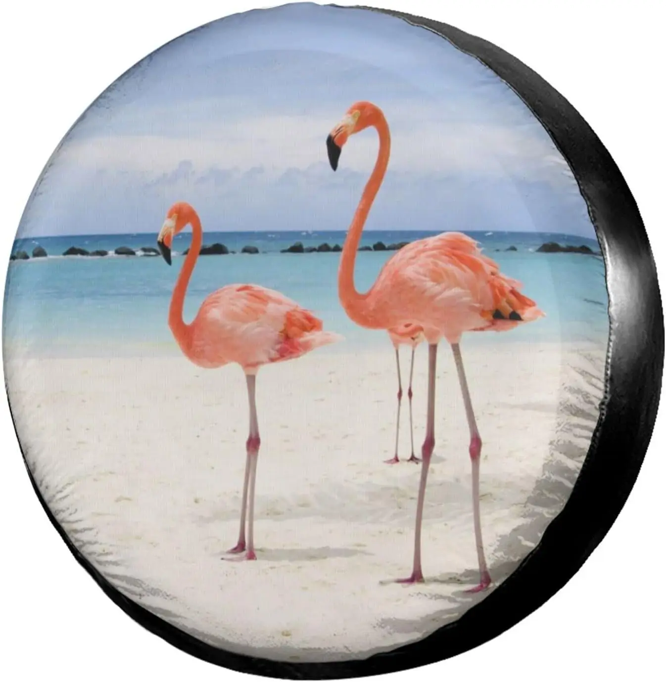 

Крышка для запасных шин Flamingo in The Seashore, пылезащитная крышка для колес, подходит для трейлеров, домов на колесах, внедорожников и многих транс...
