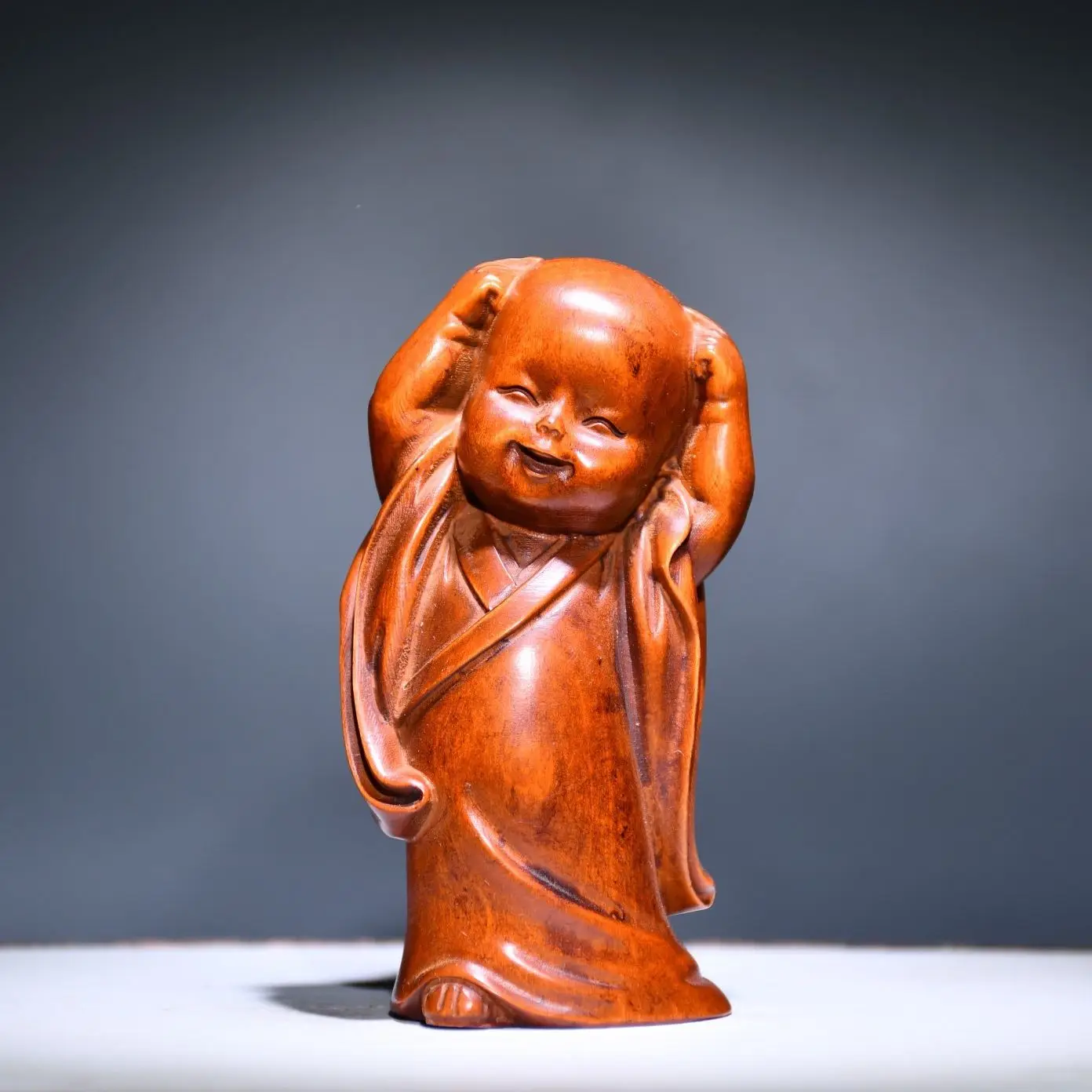 

Резьба по дереву, милая детская искусственная буддийская скульптура Будды, Очаровательная маленькая статуя, домашний декор, креативный под...