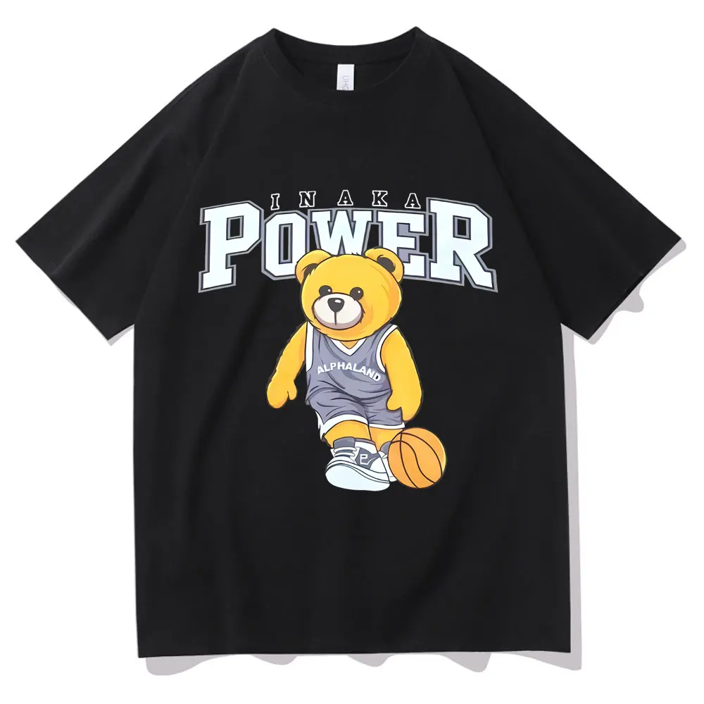 

Футболка Inaka Power для мужчин и женщин, Забавный узор в виде баскетбольного медведя, модная уличная одежда в стиле хип-хоп, Повседневная Свобод...
