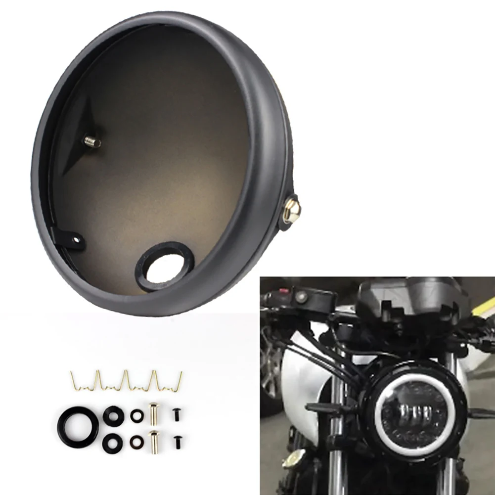 

7-Inch Motorcycle Headlamp Housing Round Headlight Rear Housing Metal Protective Shell With Mounting Bracket Refit Accessories