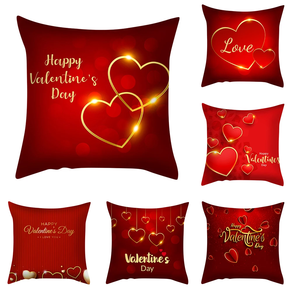 

2022 Valentines Day Cushion Cover Love Wedding Decoration Happy Valentine Day Decor Pink Heart Wedding Valentines Day Gifts