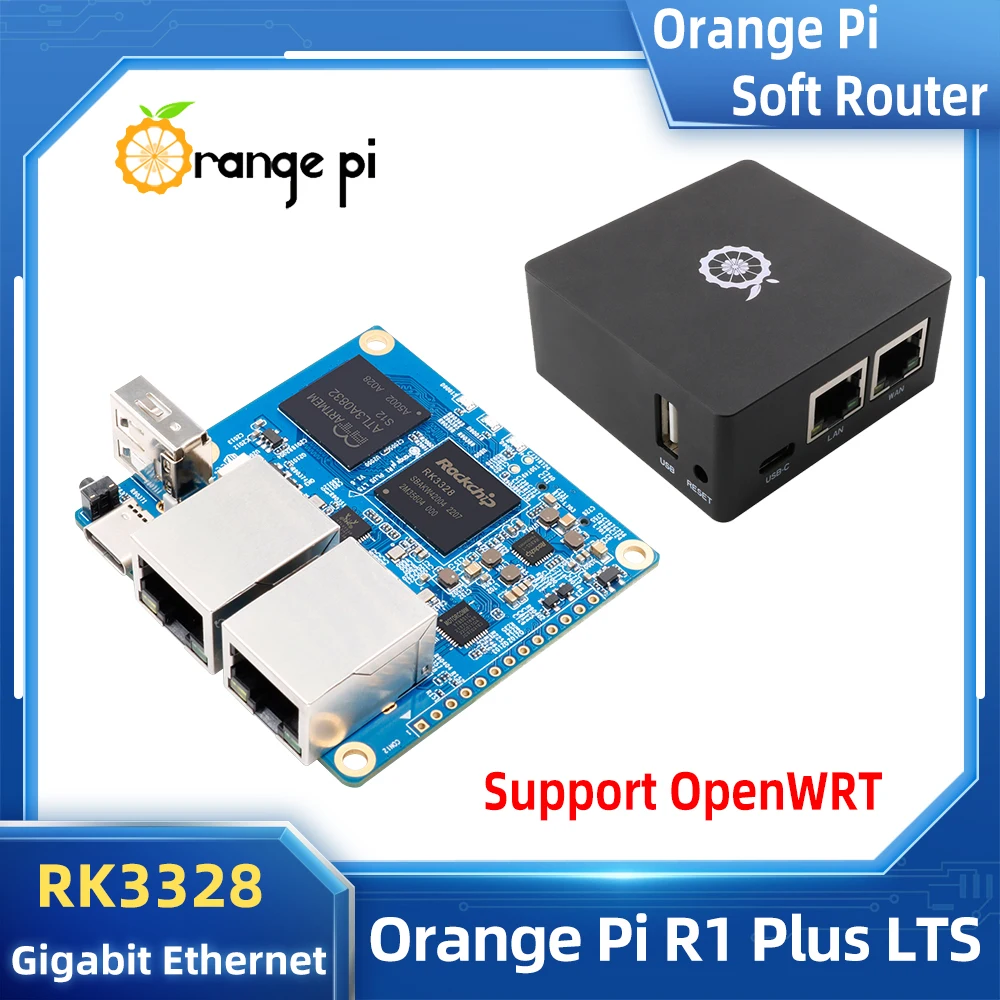 

NEW Orange Pi R1 Plus LTS Rockchip RK3328 1GB RAM Run OpenWRT OS Android 9 Unbuntu Optional Metal Case Dual Gigabit Soft Router