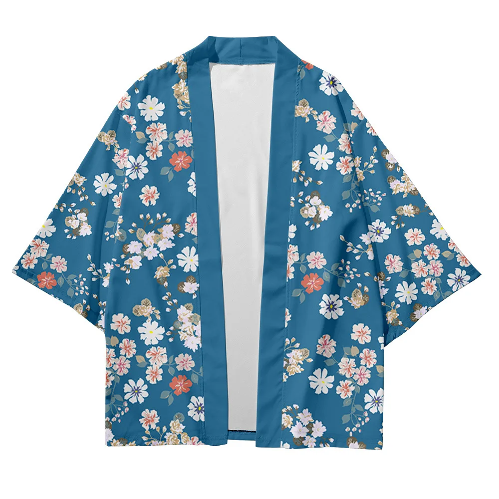 

Plus Size XXS 6XL 5XL Pink black blue Daisy Print Japanese Beach Cardigan Asian Women Girl Kimono Tops Blouse Yukata Clothing