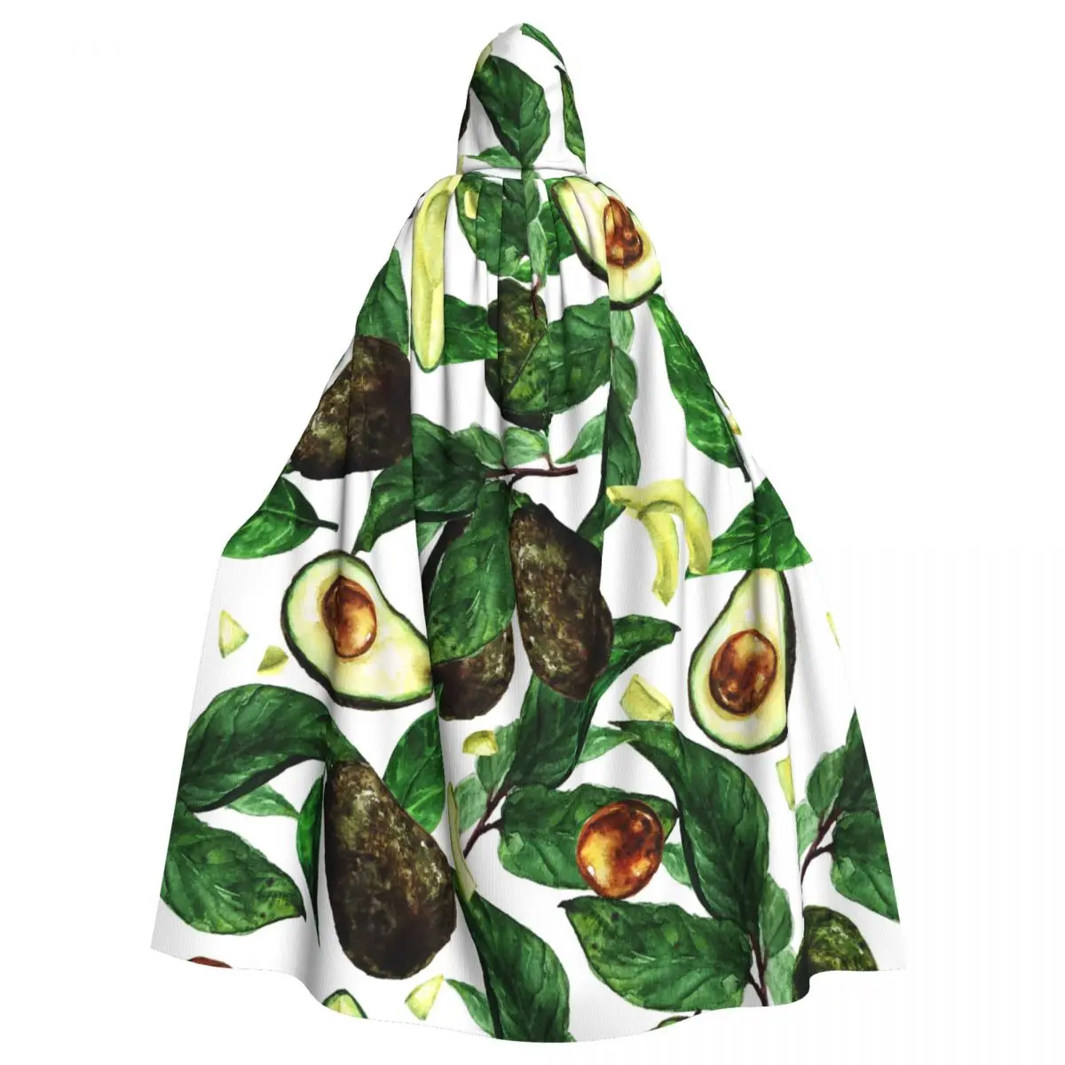 

Adult Cloak Cape Hooded Avocado Pattern Medieval Costume Witch Wicca Vampire Elf Purim Carnival Party