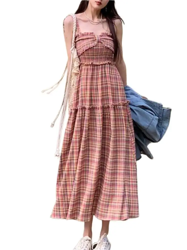 

Летнее богемное платье, элегантное винтажное праздничное модное милое Радужное платье с бантом на воротнике, женские длинные платья 2023