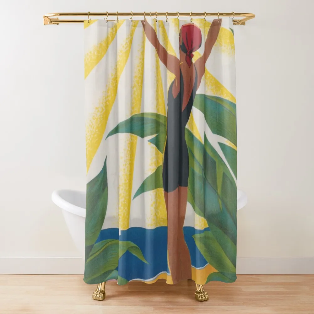 Винтажная дорожная душевая занавеска Sur La Cote de Bluetooth Франция Французская Ривьера