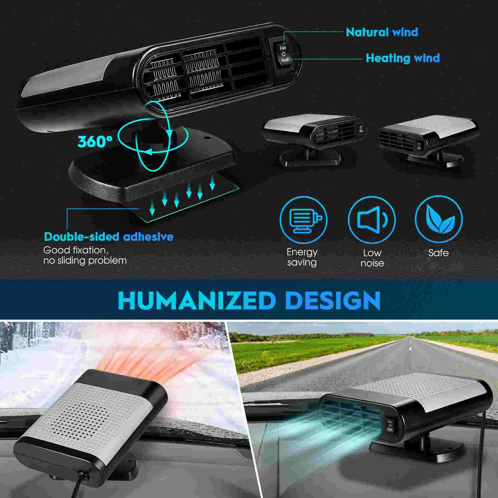 портативный обогреватель лобового стекла автомобиля вентилятор очиститель