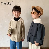 criscky new spring autumn fashion baby clothes boys girls cotton solid coat lapel causal jacket infant kids top outwear