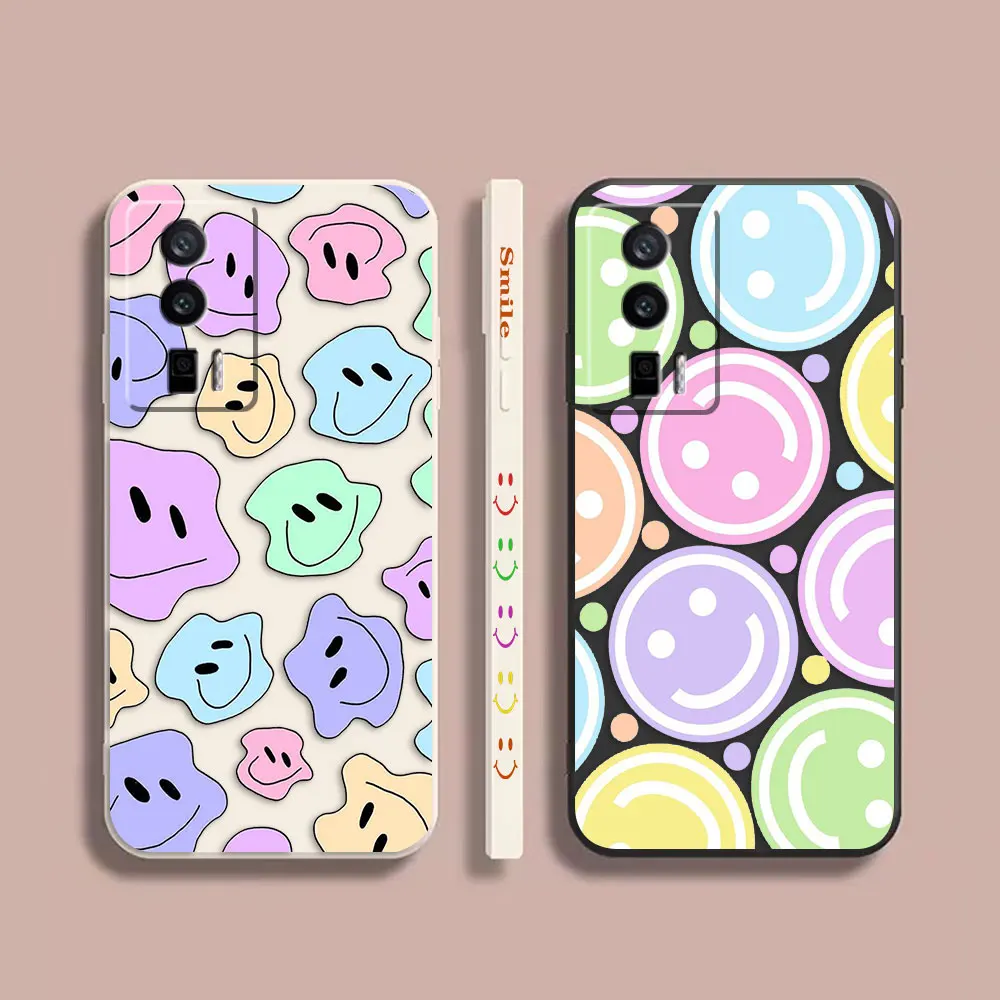 

Case For Redmi K60E K50 K40S K40 K30 K20 10C 9 8A 8 10 Pro 4G 5G Colour Simple Liquid silicone Case Happy Funny Face
