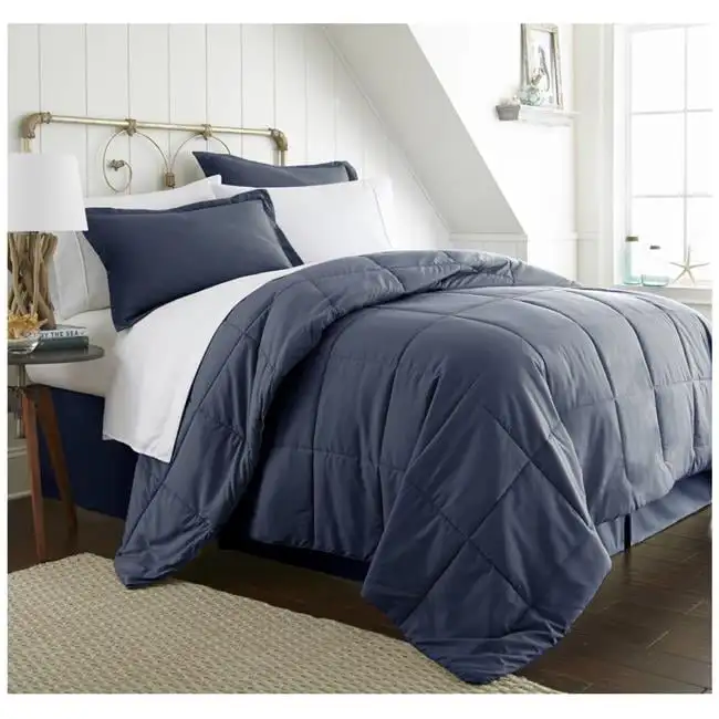 

Simply Soft Solid Navy 8 Piece Bed in a Bag, Queen, 90 GSM Microfiber Comforter Set with Sheets, Shams, Pillowcases, and Bed Ski