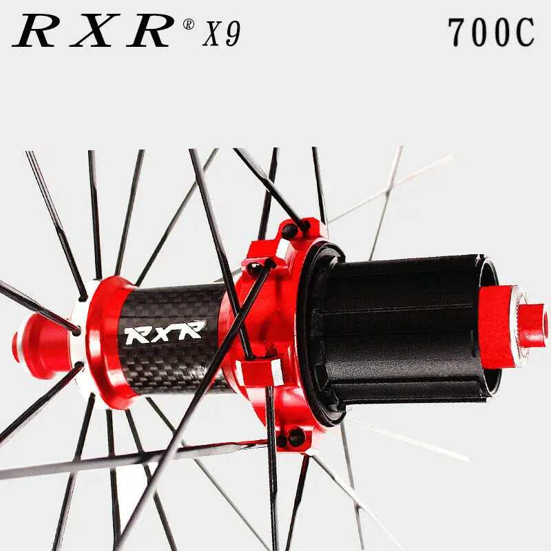 RXR X9 700C Road Bike Wheelset Carbon Hub Bicycle Wheels Clincher V Brake Rim Front Rear QR 100/130mm | Спорт и развлечения