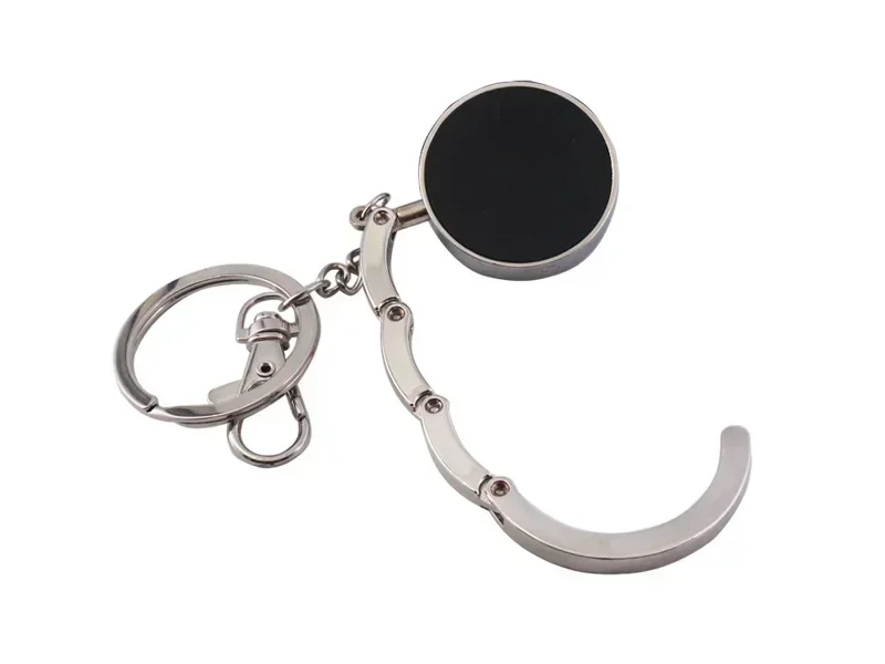 

Multi-Purpose Metal Hooks Portable Folding Crystal Hanging Bag Hook Round Crystal Buckle School Bag Hook Bag Decor Chain