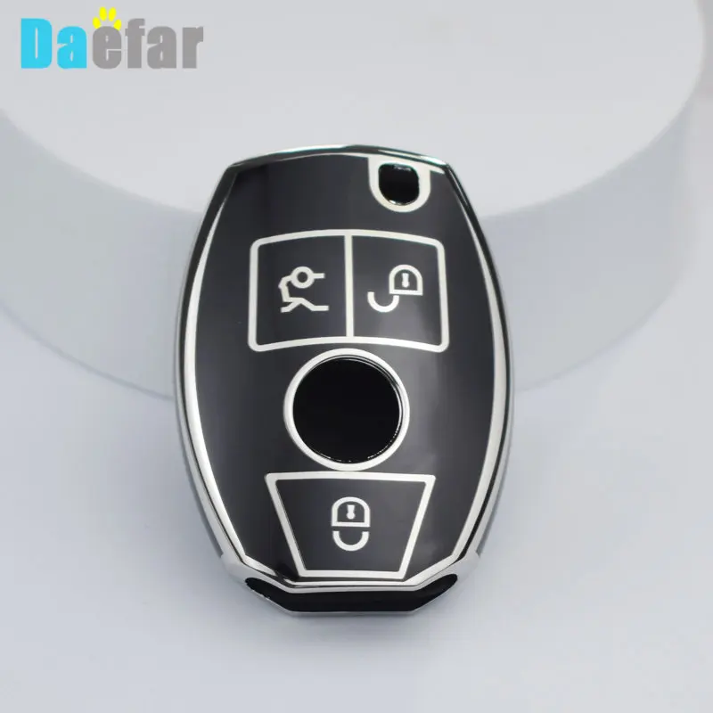 

Electroplate TPU Car Key Case Cover Shell Fob For Mercedes Benz W204 W205 W212 W213 W176 GLC CLA AMG W177 A B C E S Class