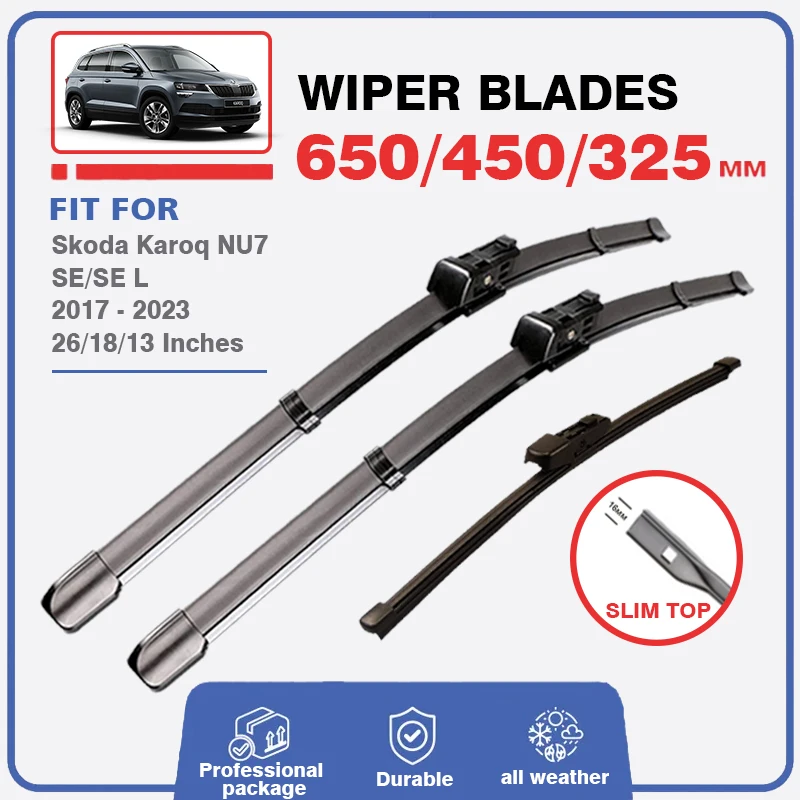 

Wiper Blade For Skoda Karoq NU7 SE SE 2017 2018 2019 2020 2021 2022 2023 Front Rear Windshield Windscreen Brush Window 26"18"13"