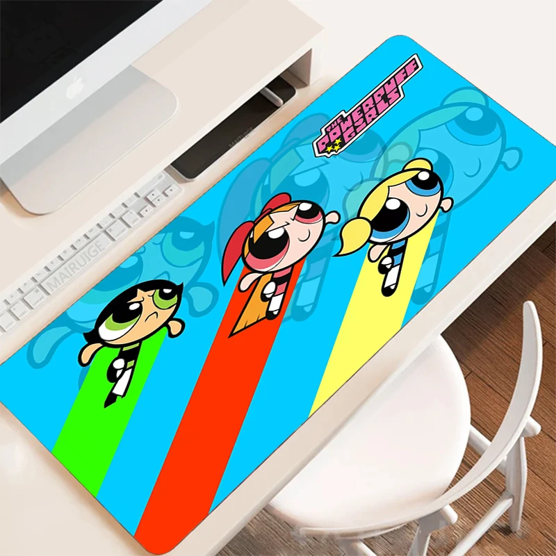 

T-The Powerpuff Girls Gaming Mouse Pad Anime Pc Cabinet Games Desk Accessories Gamer Keyboard Mousepad Mat Mats Office Extended