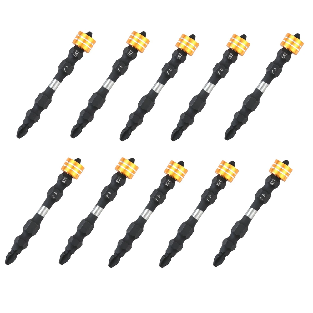 

10PCS Magnetic Ring Phillips Double Cross Head Screwdriver Bit Anti-Slip Ph2 Strong Hardness S2 65Mm Screwdriver Bits